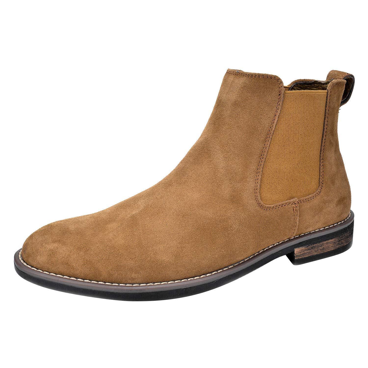 Men’s Chelsea Ankle Boots Suede Leather Chukka Dress Boots Slip On Shoes
