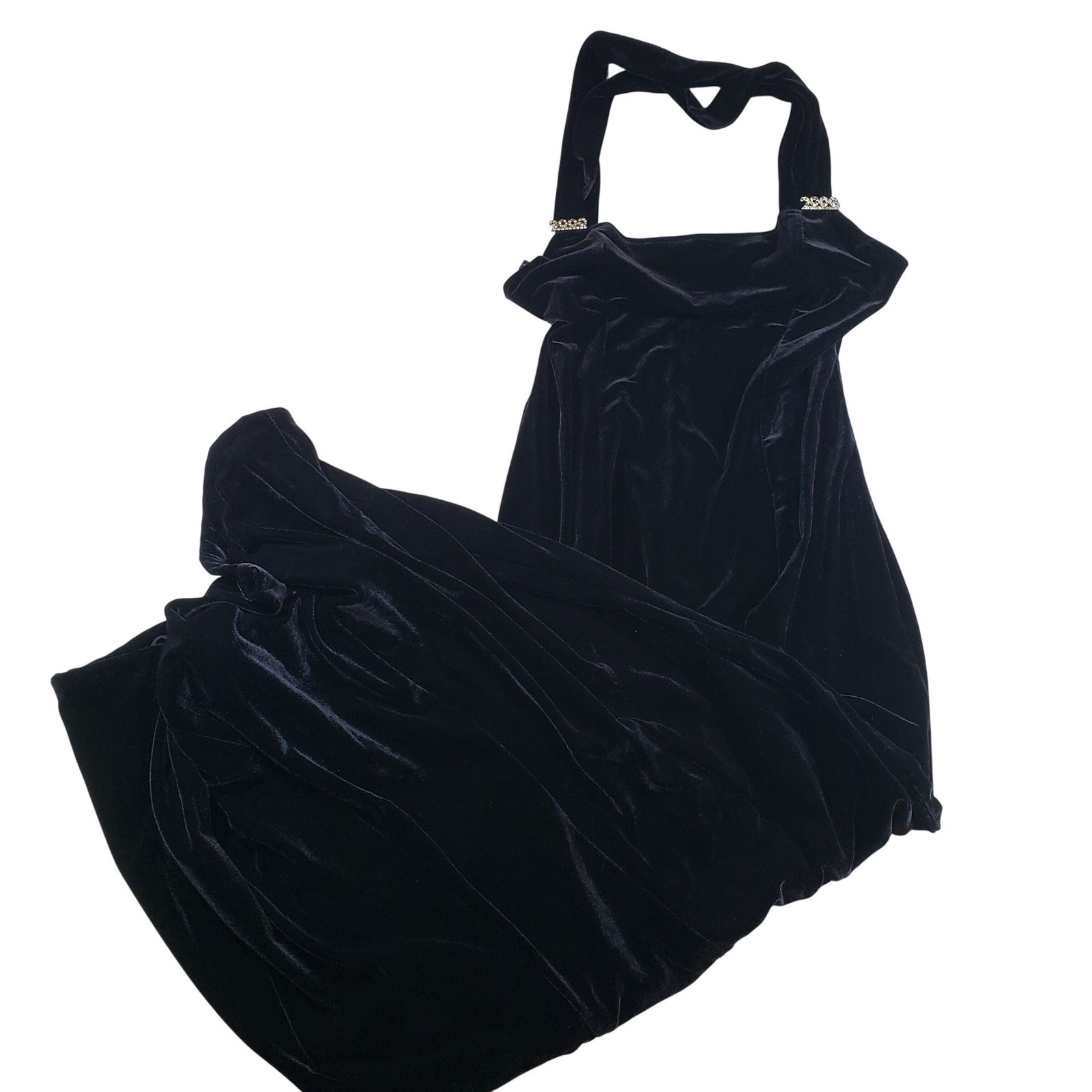 Zum Zum by Niki Livas Black Velvet Halter Evening Gown Size 9 10