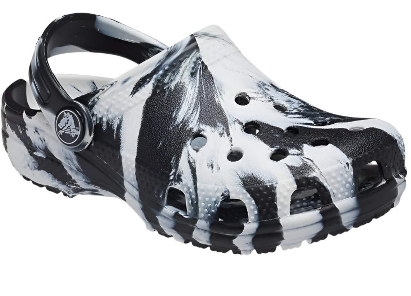 Crocs Classic Marbled Clog Kids Tie-Dye Black/White Slip-On Shoes Sizes: 1-13
