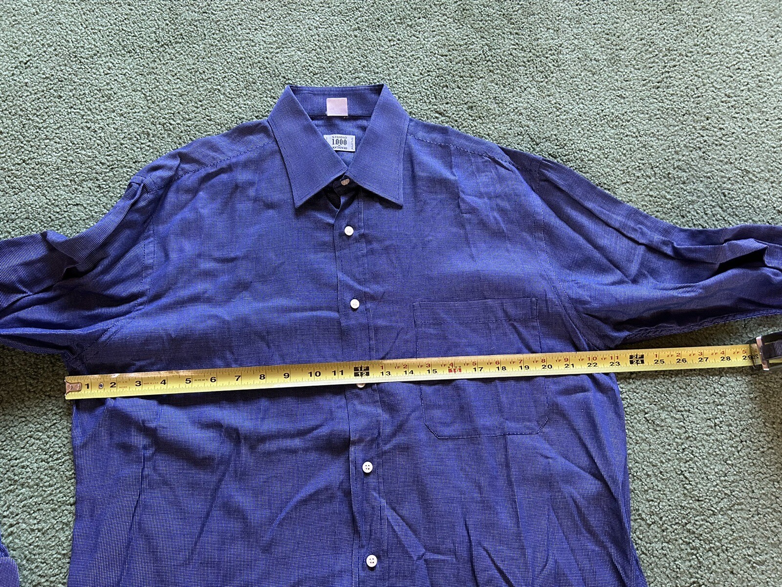 Men’s Studio 1.000 By Antonio Italy Blue Button Down Dress Shirt Size 41 / 16