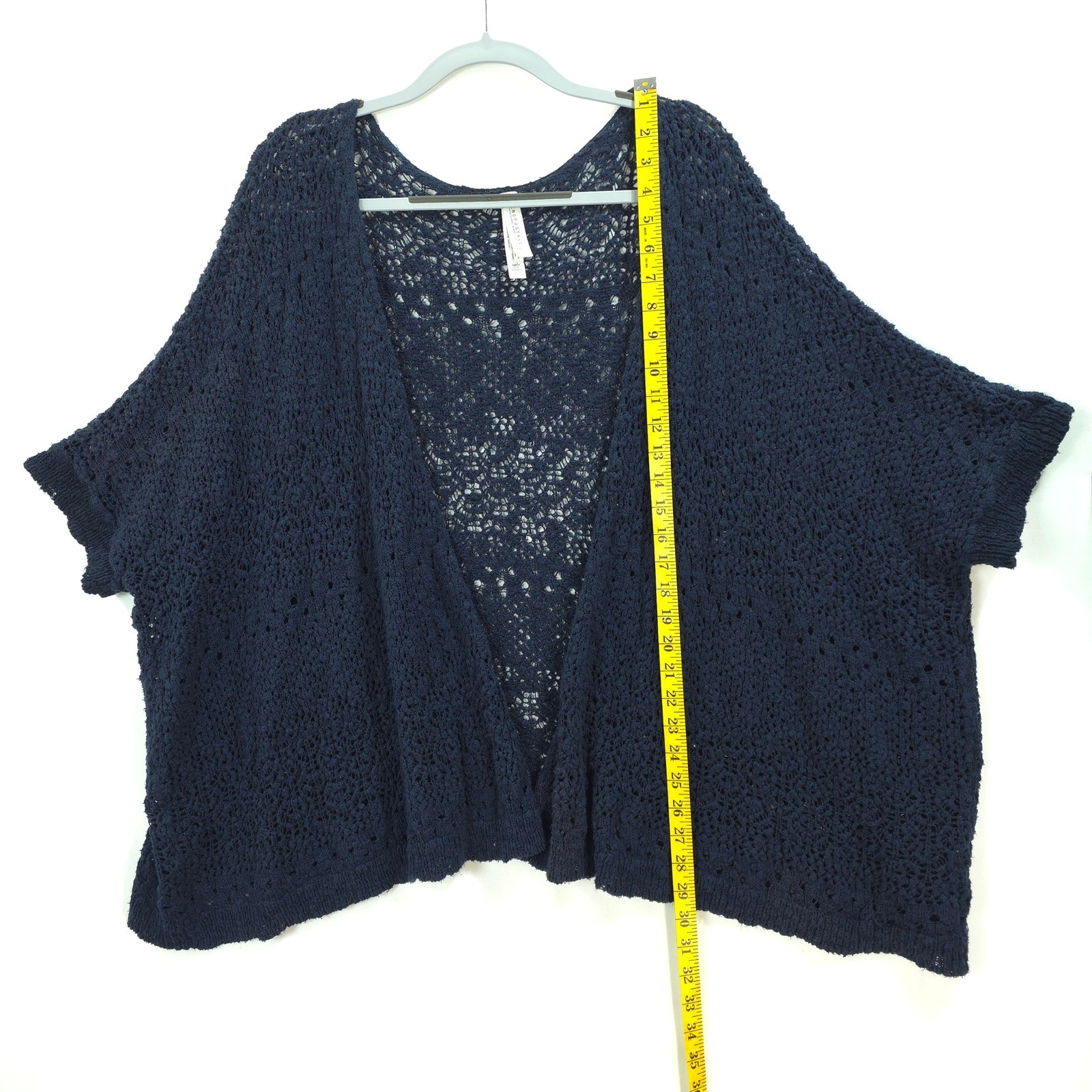 Aeropostale Cardigan Open Knit Crochet Women XL Blue Boho Shrug Layering