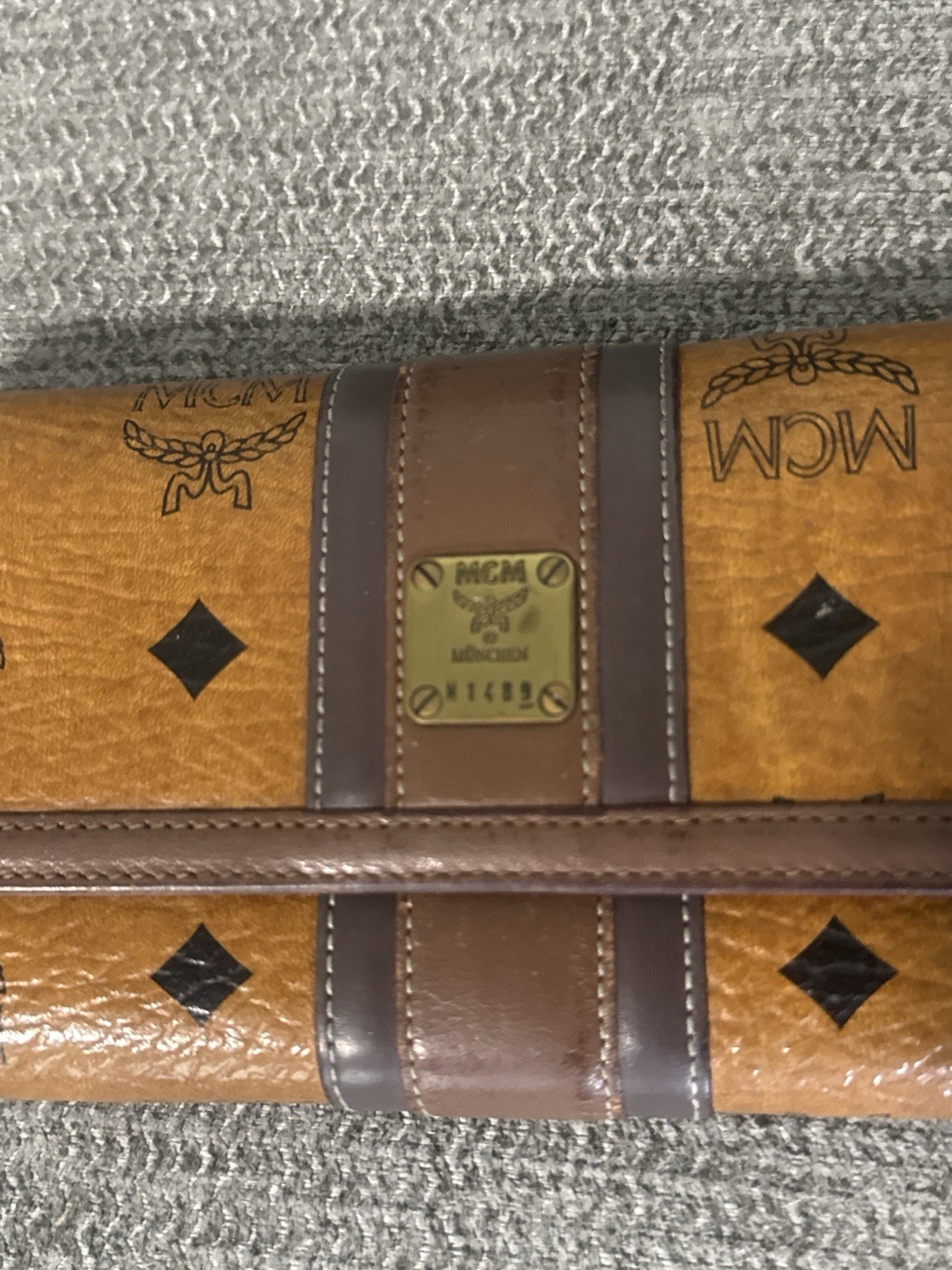 MCM Women’s Cognac Brown Leather Mini Fold Chain Wallet