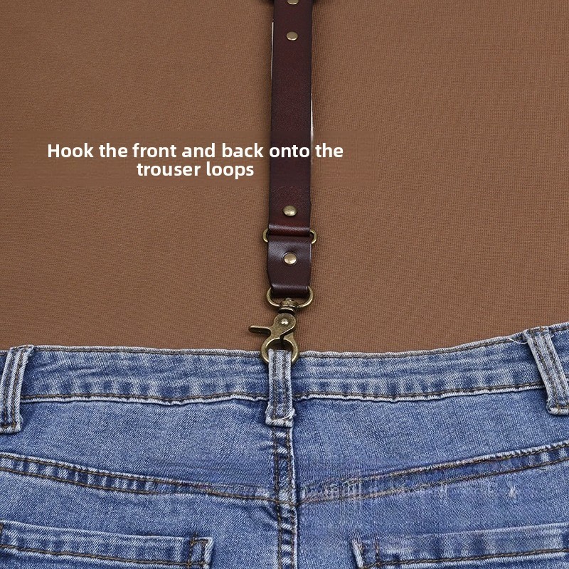 Quality Genuine Cowhide Leather 2cm Men’s Suspenders Y-shape Hook Buckle Suit