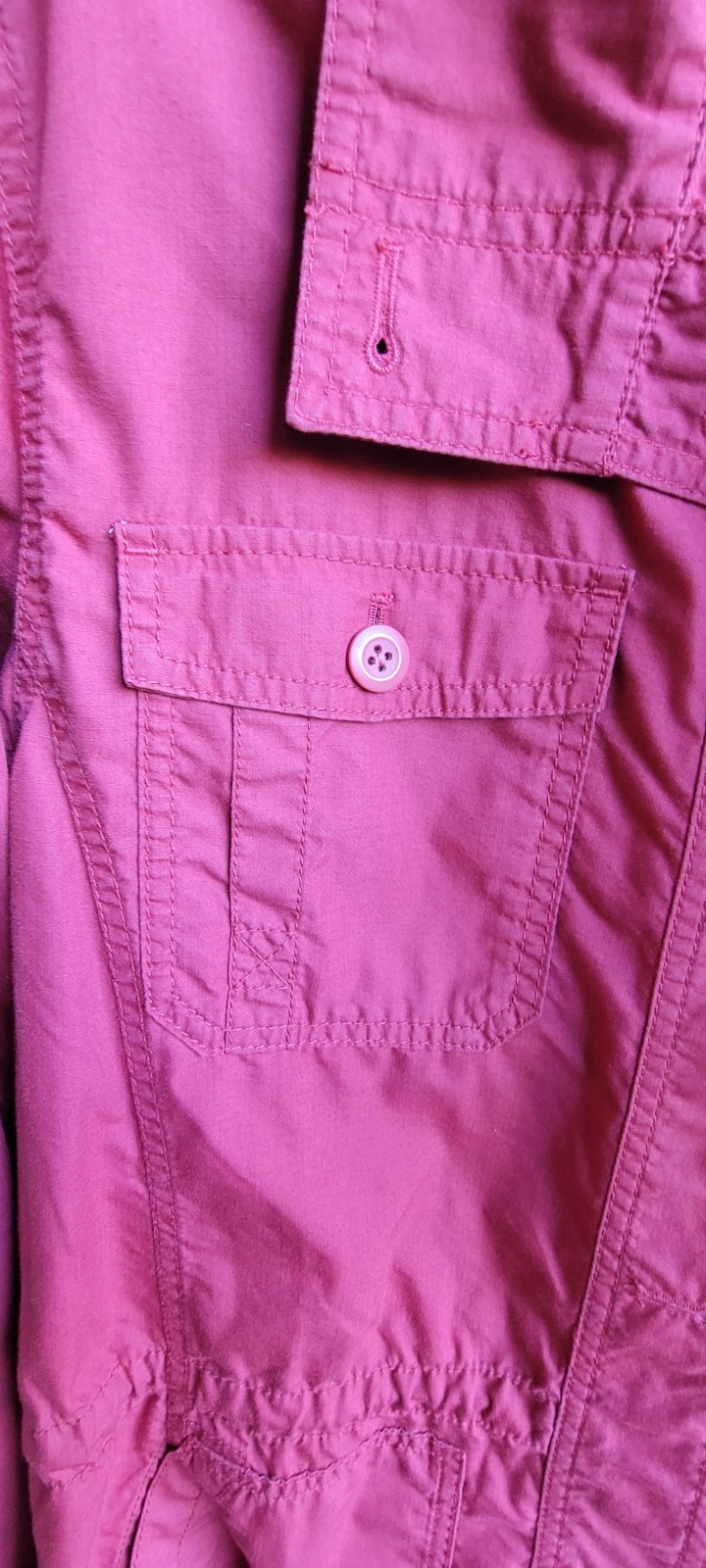 Eddie Bauer Womens Utility Cinch Waist Jacket Buttons Flap Pockets Brick Red XL