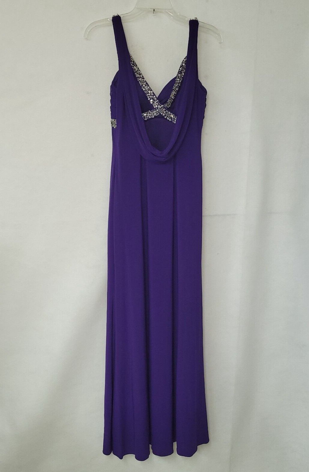Betsy & Adam Dress Womens 8 Formal Purple Rhinestone Gown Lined Prom Wedding New