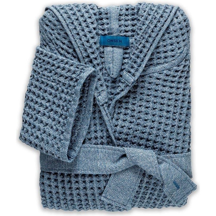 Onsen Supima Waffle Bath Robe Denim Size Medium New