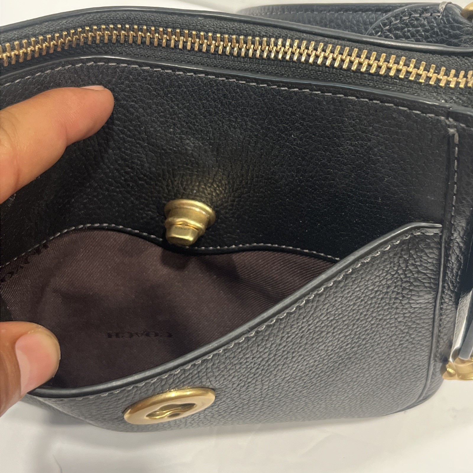 COACH Black Pebbled Leather Chaise 19 Small Crossbody Bag CC390