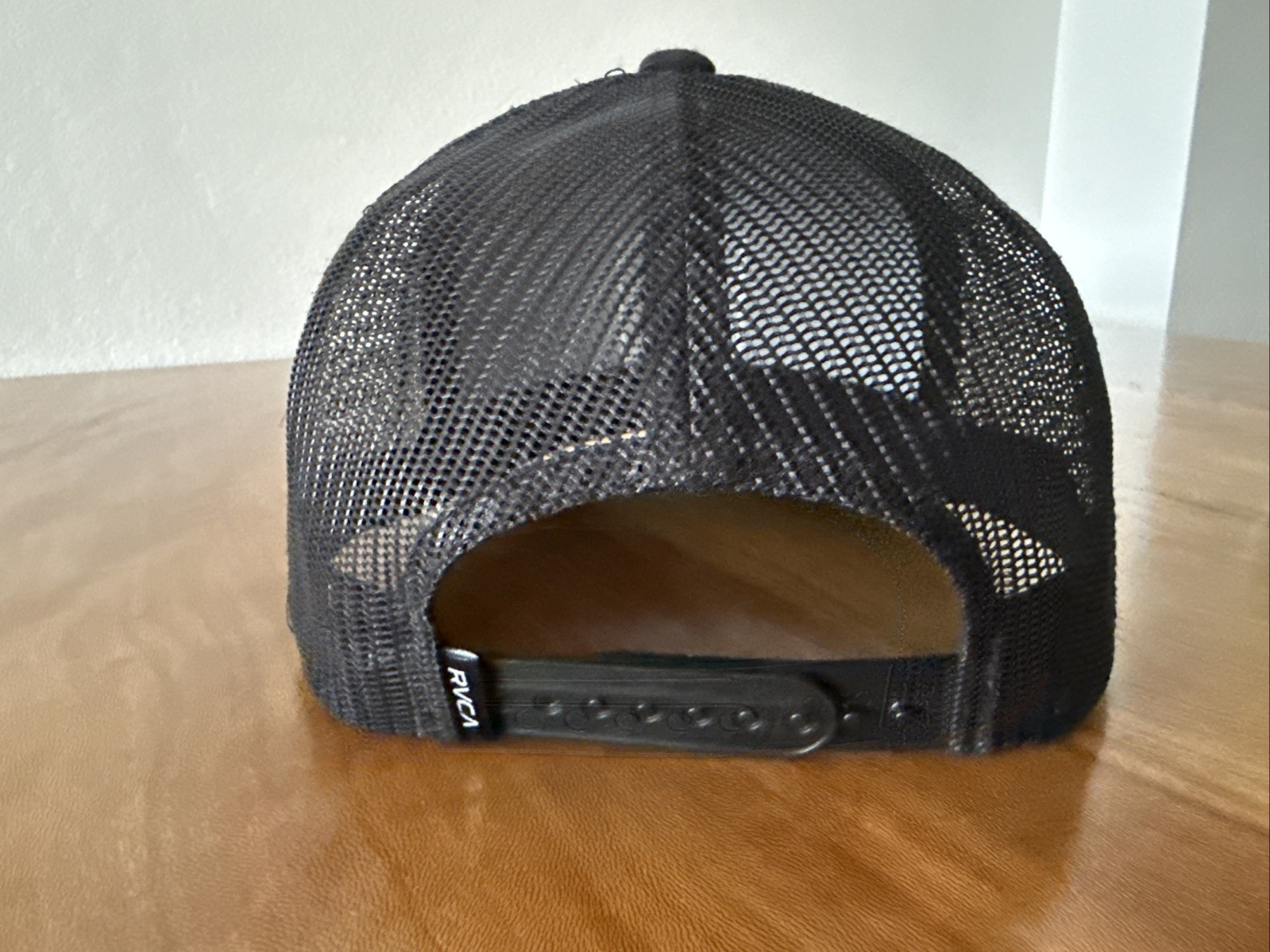 RVCA Hat Cap Snapback Black VA Mid Fit Trucker Mesh Back One Size Adjustable