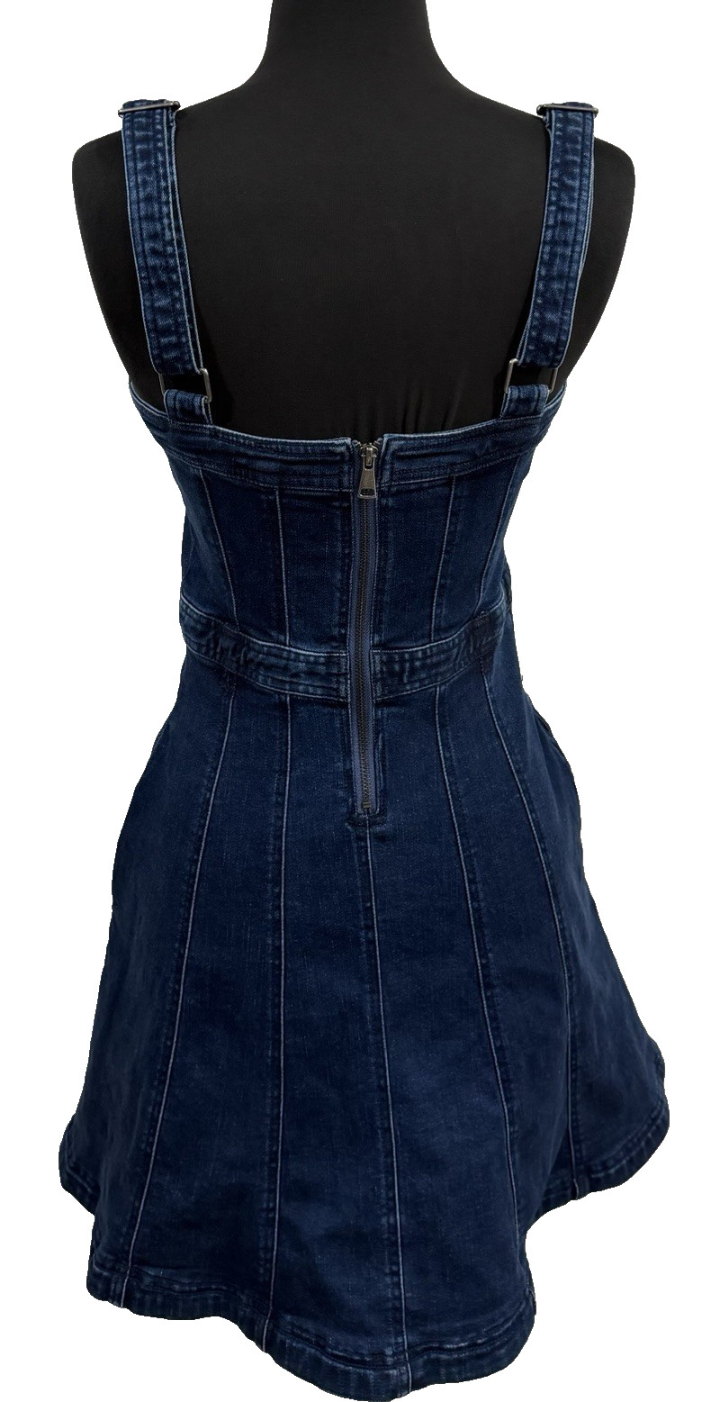 Free People Margot Denim Mini Dress A-Line Dark Indigo Sz S NWT No Belt Loops