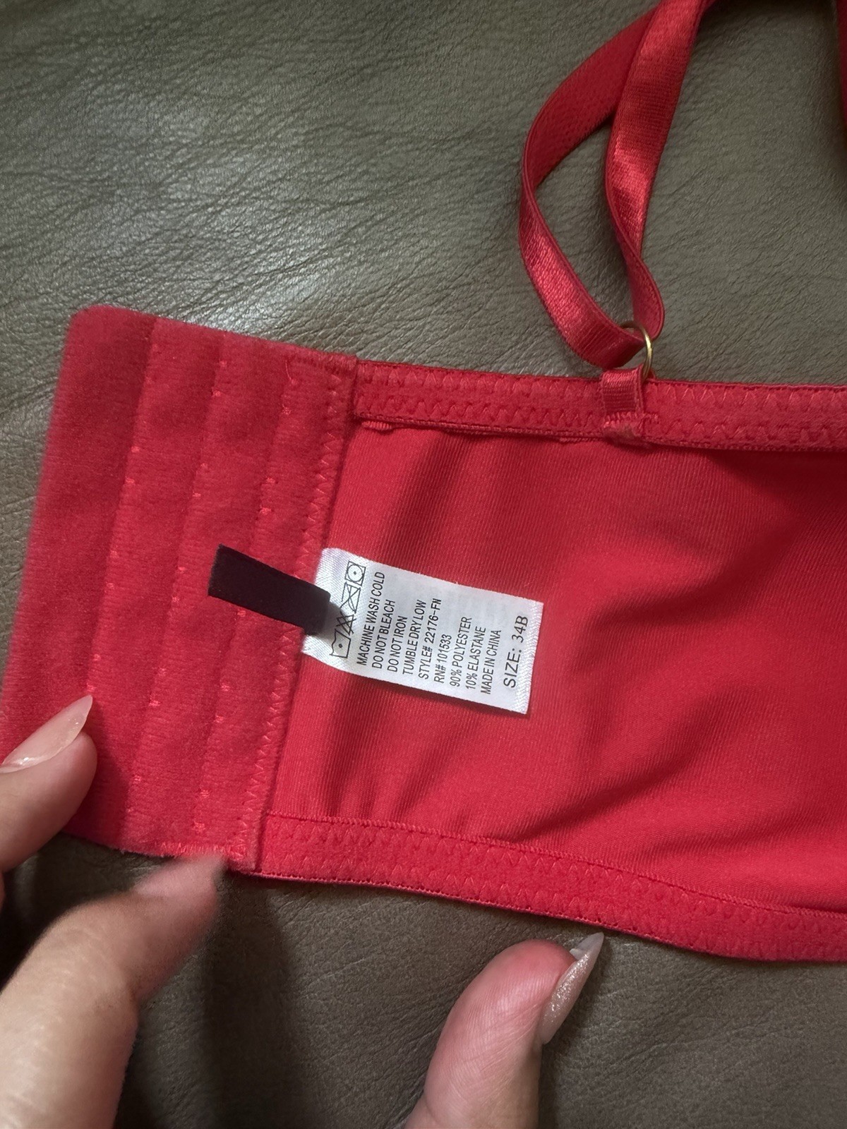 Fashion Nova Underwired Padded Balconette Bra 34B Red/White Faux Fur Hook&Eye