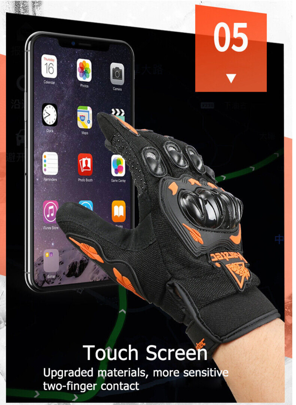 Motorcycle Gloves Touch Screen Windproof Bike Riding Gloves Full Finger Gloves