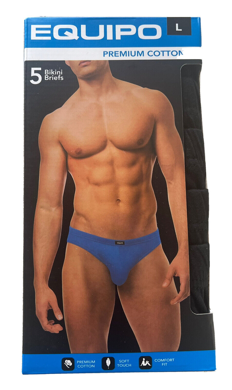 Men’s equipo 5-pack Solid Bikini Briefs (Black) No Fly Premium Cotton Underwear