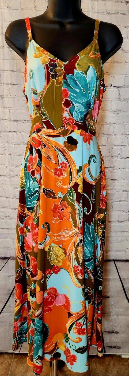 MKS Tropical Floral Maxi Dress (Size-Medium)