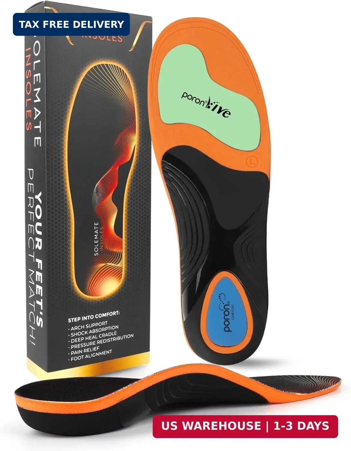 Arch Support Insoles for Plantar Fasciitis Heel Relief Shock Absorbing Insert
