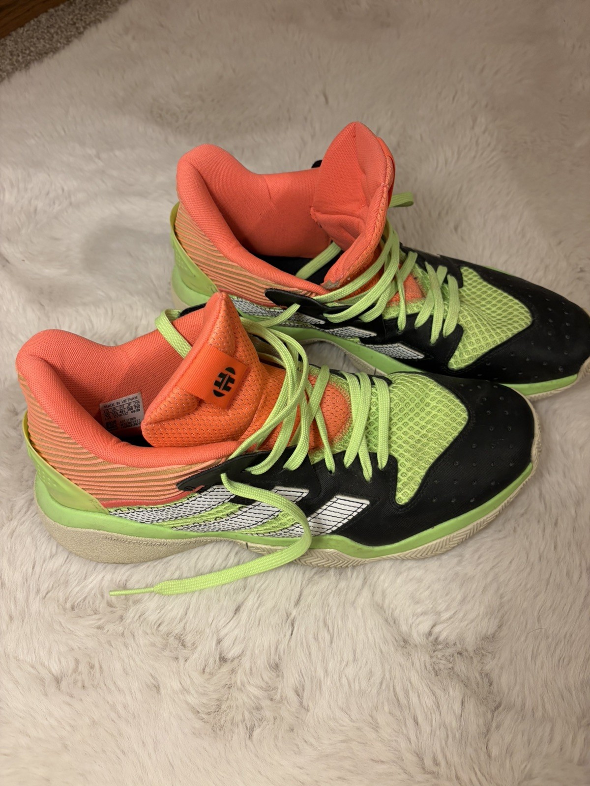 Adidas Harden Stepback Men’s Sz 12 Basketball Shoe Black Coral Neon Green EF9890