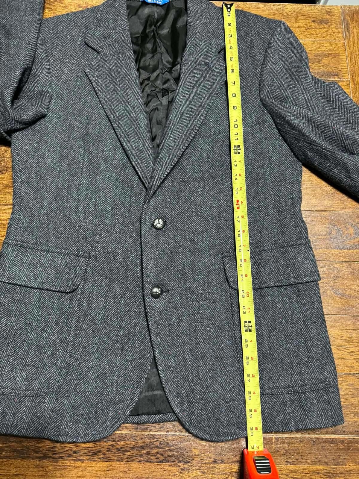 Vintage Pendleton Blazer Mens 40 Gray Wool Herringbone Elbow Patch Coat Jacket