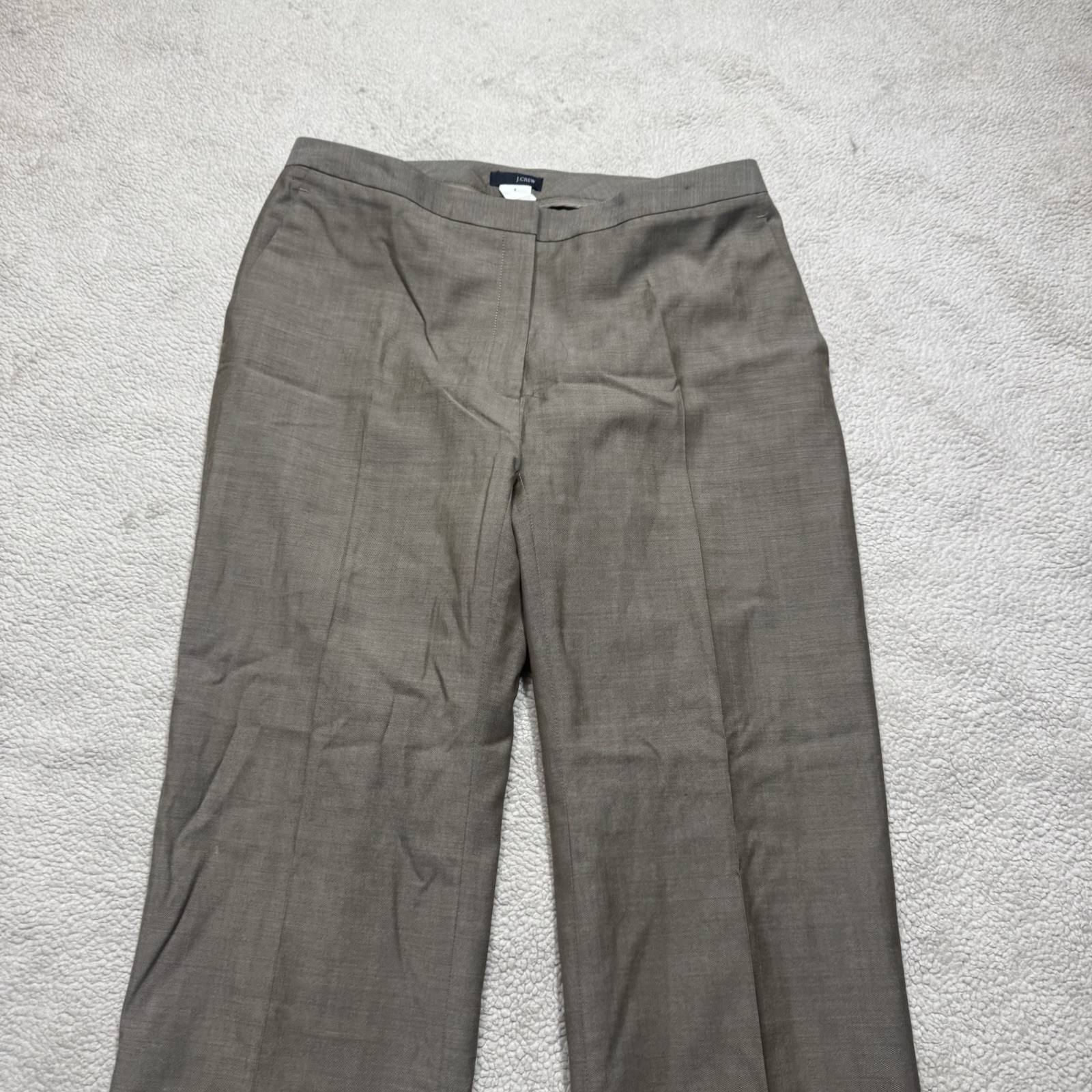 J Crew Pants Womens 6 Brown Dress Slacks Side Zip 100% Wool Mid Rise Lined 28×28