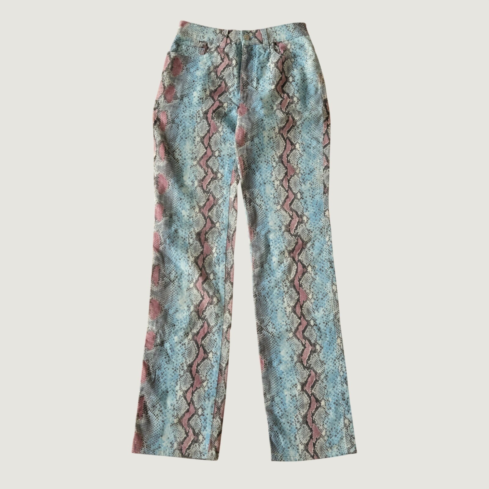 Emanuel Ungaro Jeans Wos Blue Snake Print Vintage Y2K Aesthetic Size 28 Straight