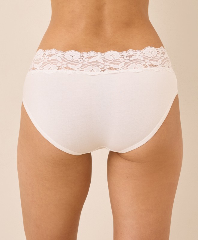 New Pact Women’s Lace Waist Brief Underwear 3-Pack Organic Cotton Heather Basics