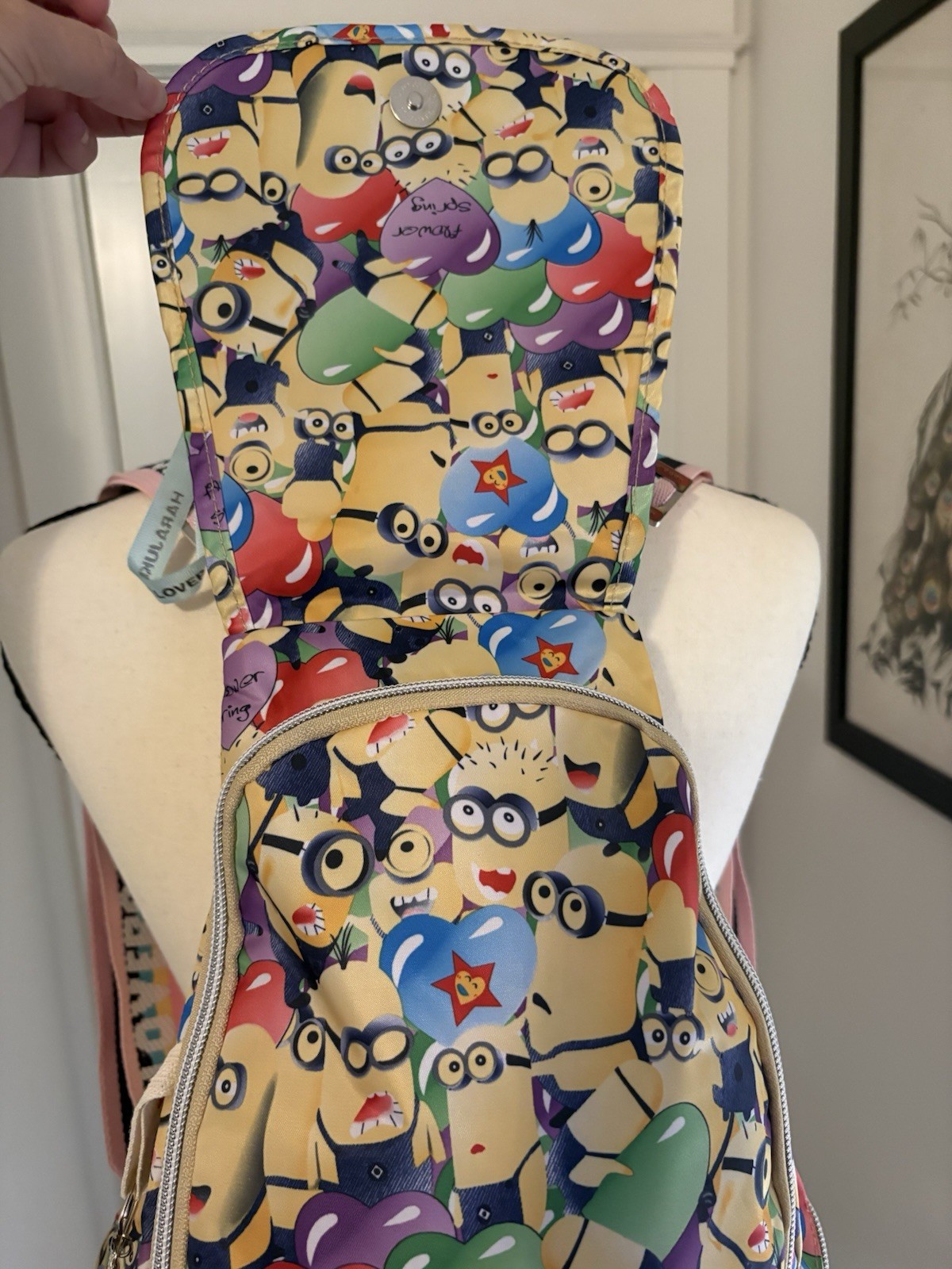 Harajuku Lovers Minions Multicolor Backpack Pink Lining Adjustable Straps