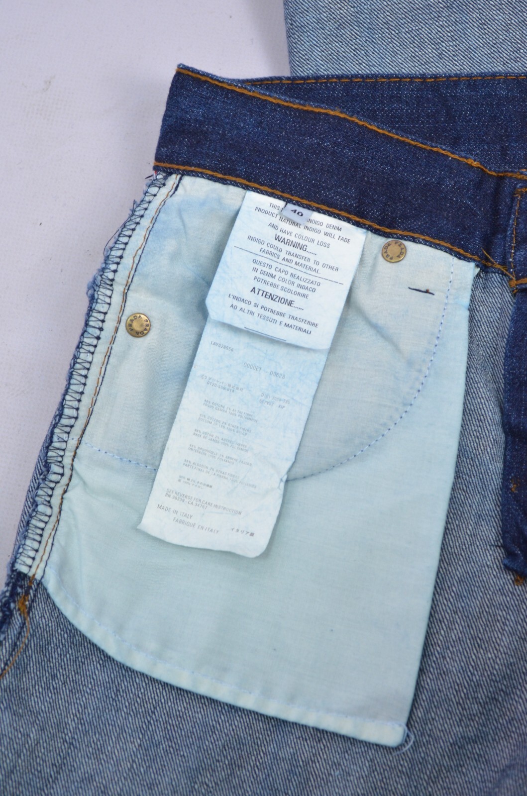 PRADA Denim Womens Jeans Logo Red Tab Nylon Details NWT Size IT 40, 42