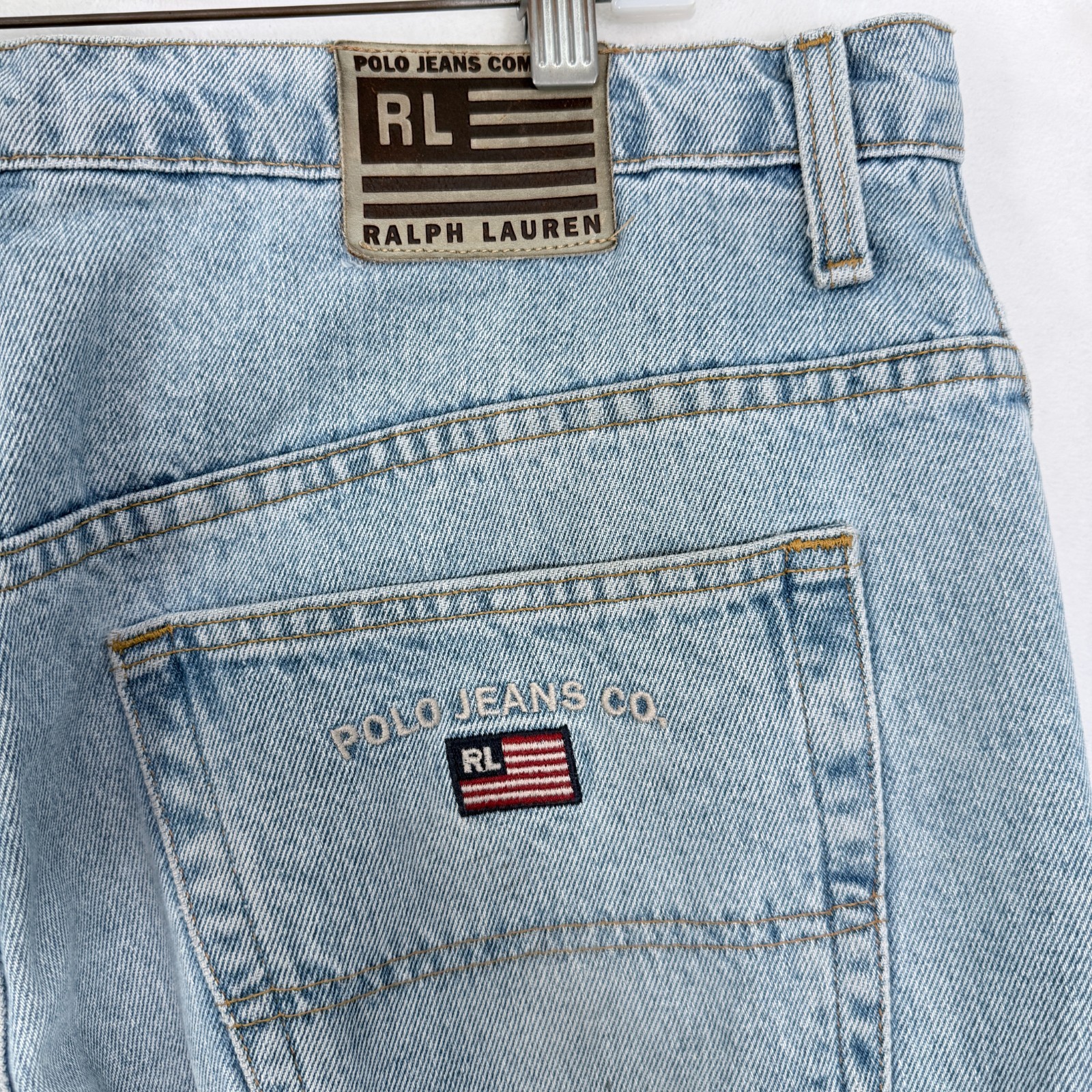 Polo Jeans Company Ralph Lauren Jeans Mens 38×30 Blue Straight Leg USA Flag