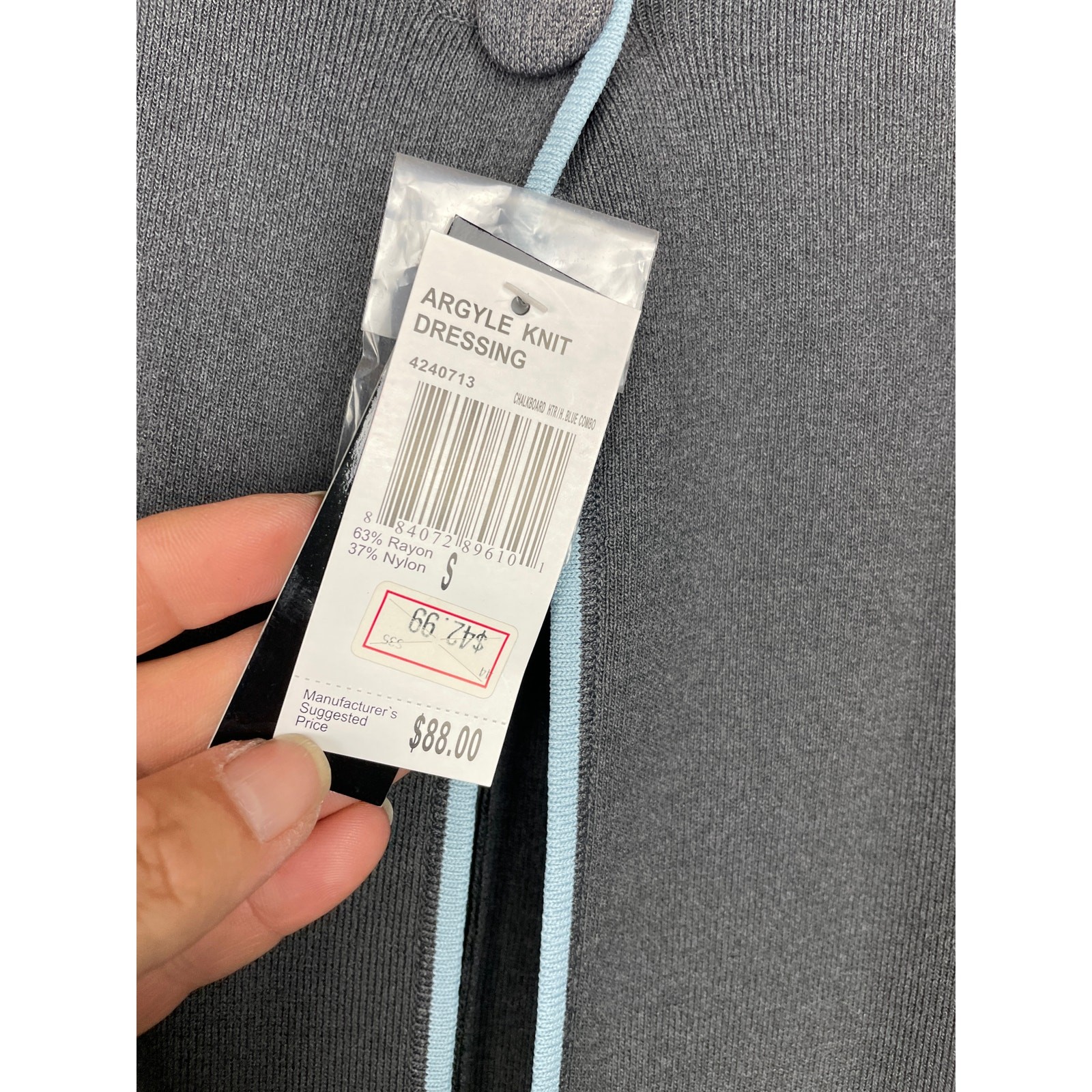 NWT Grace Dane Lewis Gray Knit Jacket Blue Piping Trim Professional Size S