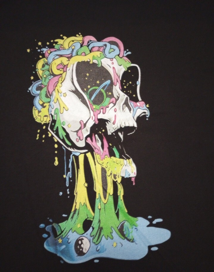 INTO THE AM Skeleton Skull BRAIN INVADER T-shirt. Medium