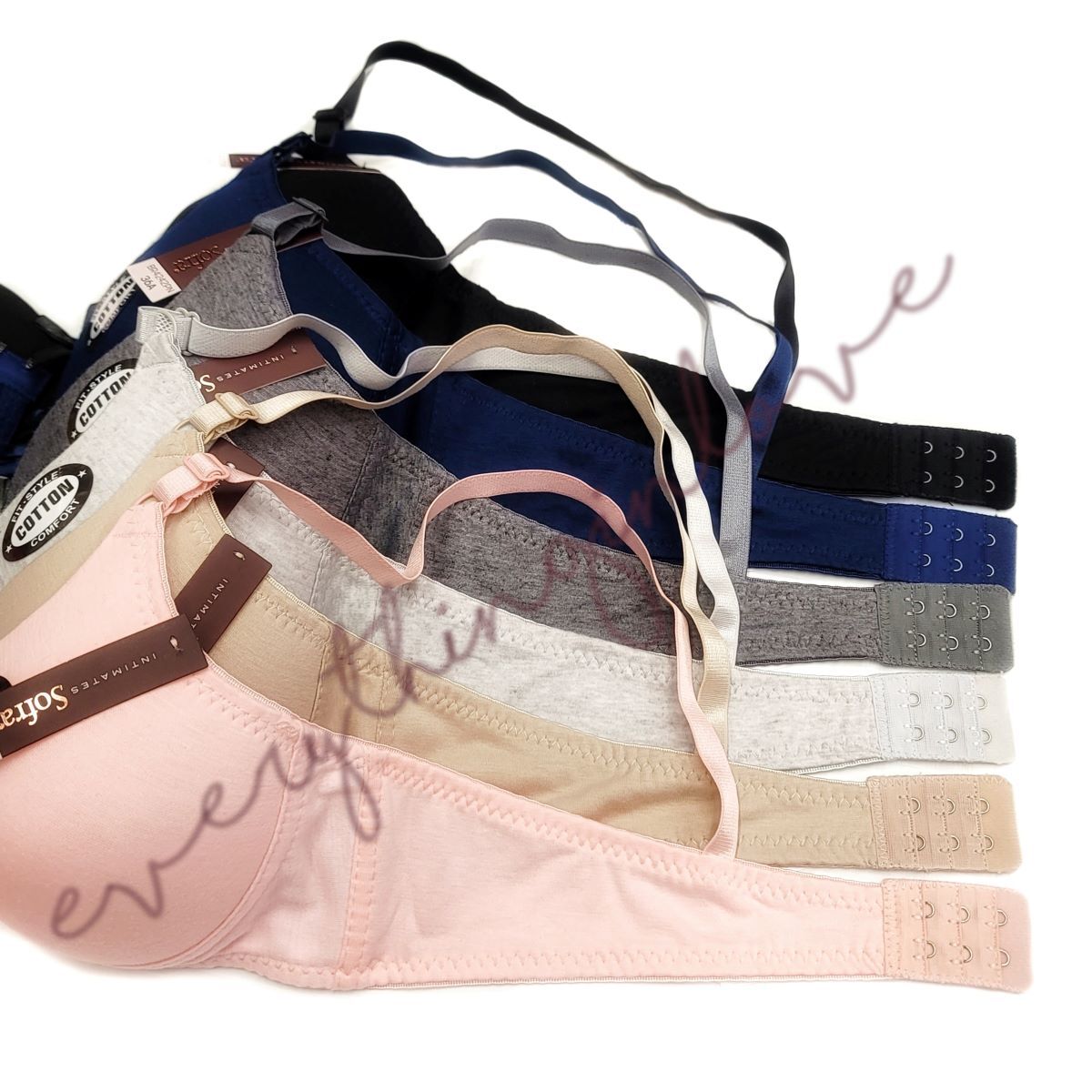 6 Pack Wireless Full cup Cotton Light Padded Comfortable No Wire T-Shirt Bras