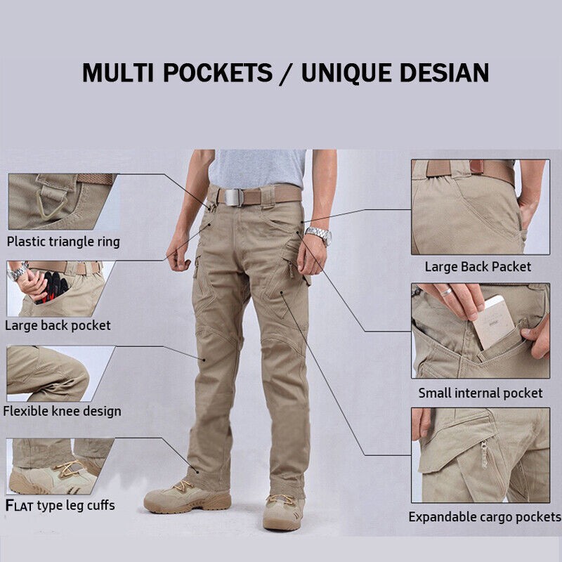 US Men Tactical Cargo Pants Soldier Straight-fit Work Combat Trousers Outdoor AA
