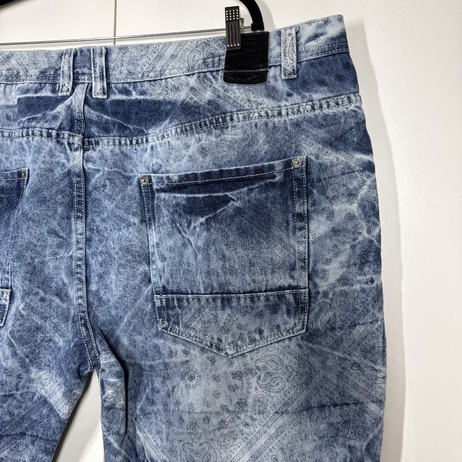 Switch Remarkable Jean Shorts Men’s 50 Blue Paisley Denim Grunge 90’s Hip Hop