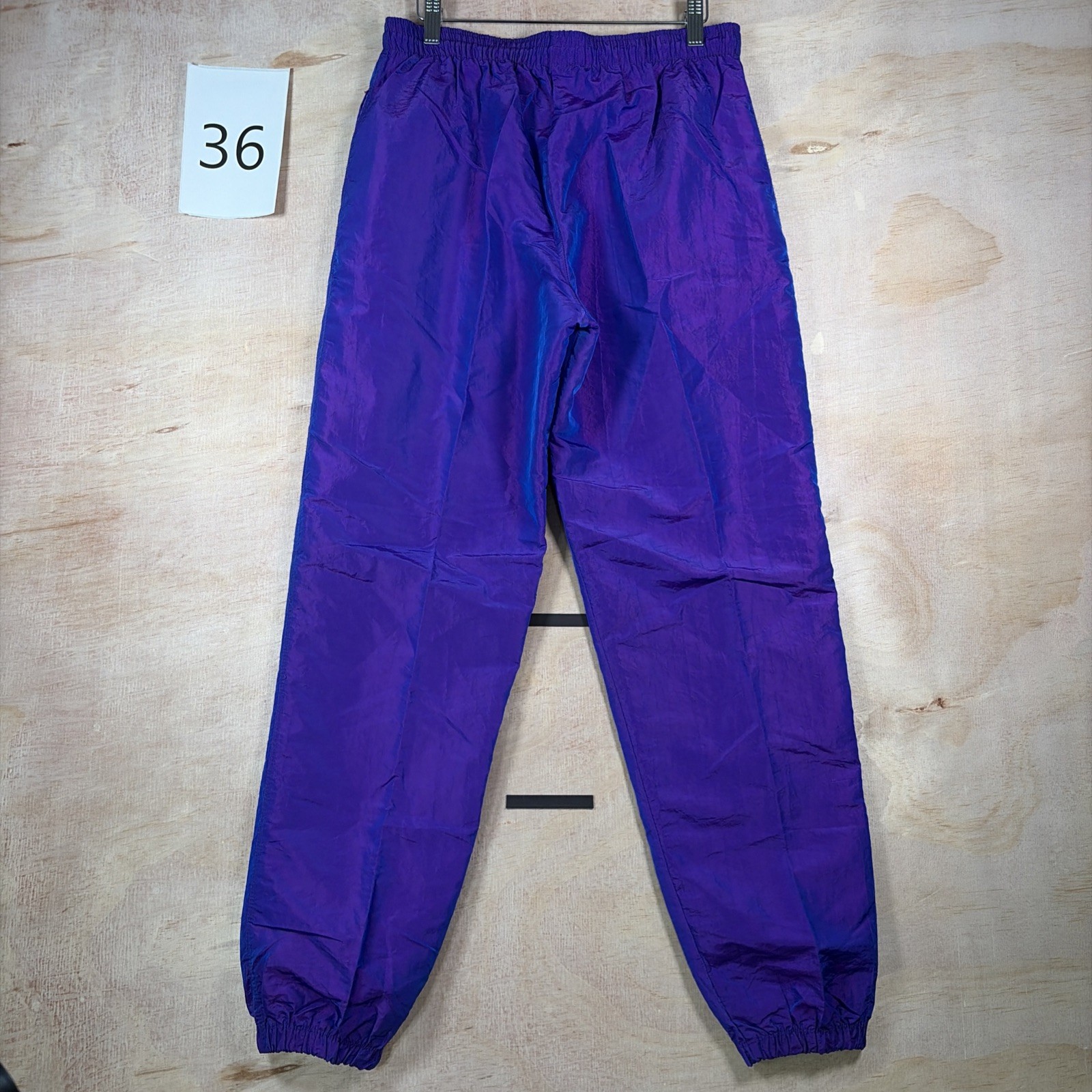 Vintage 90s Surf Style Jogger Cuffed Windbreaker Track Pants Size M 26×30 Purple