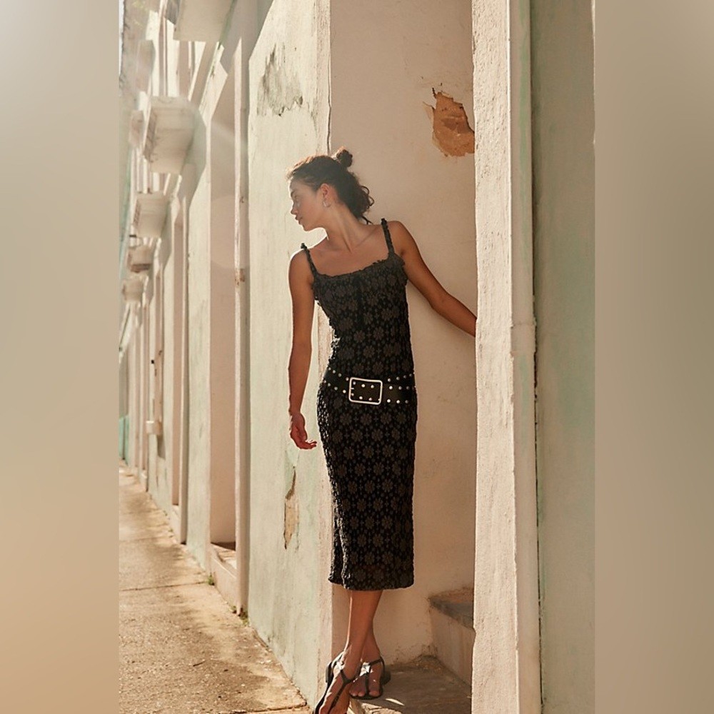 Free People crochet bodycon midi dress