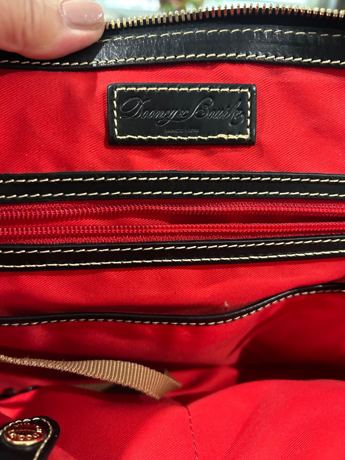 Dooney & Bourke Black Dome Satchel Top Handle Zip Bag Gold Colored Hardware