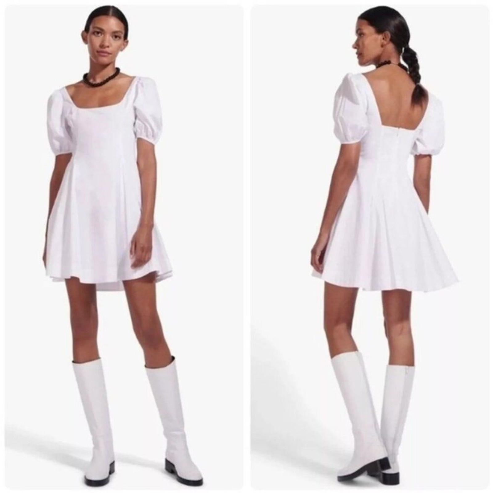 Staud Laelia Cotton Poplin Puff Sleeve Mini Dress size 4