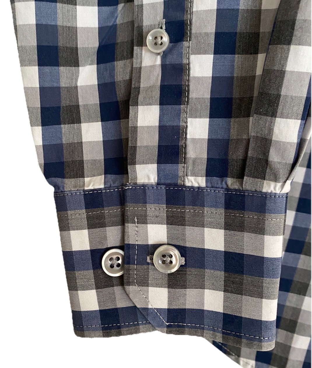 Todd Snyder NY Melange Yarns Gingham Check Shirt Blue Grey Mens Large 16.5 32/33