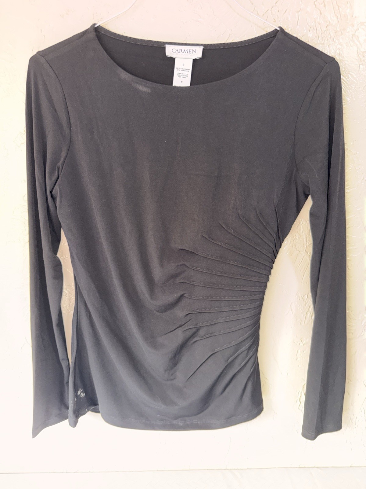 Carmen Women’s Black Long Sleeve Top- Size Small *Some Stains*