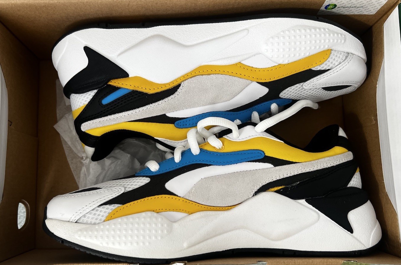 PUMA RS-X3 Prism Men’s Low Top Lace-Up Colorblock Sneakers White Multi 374758 02