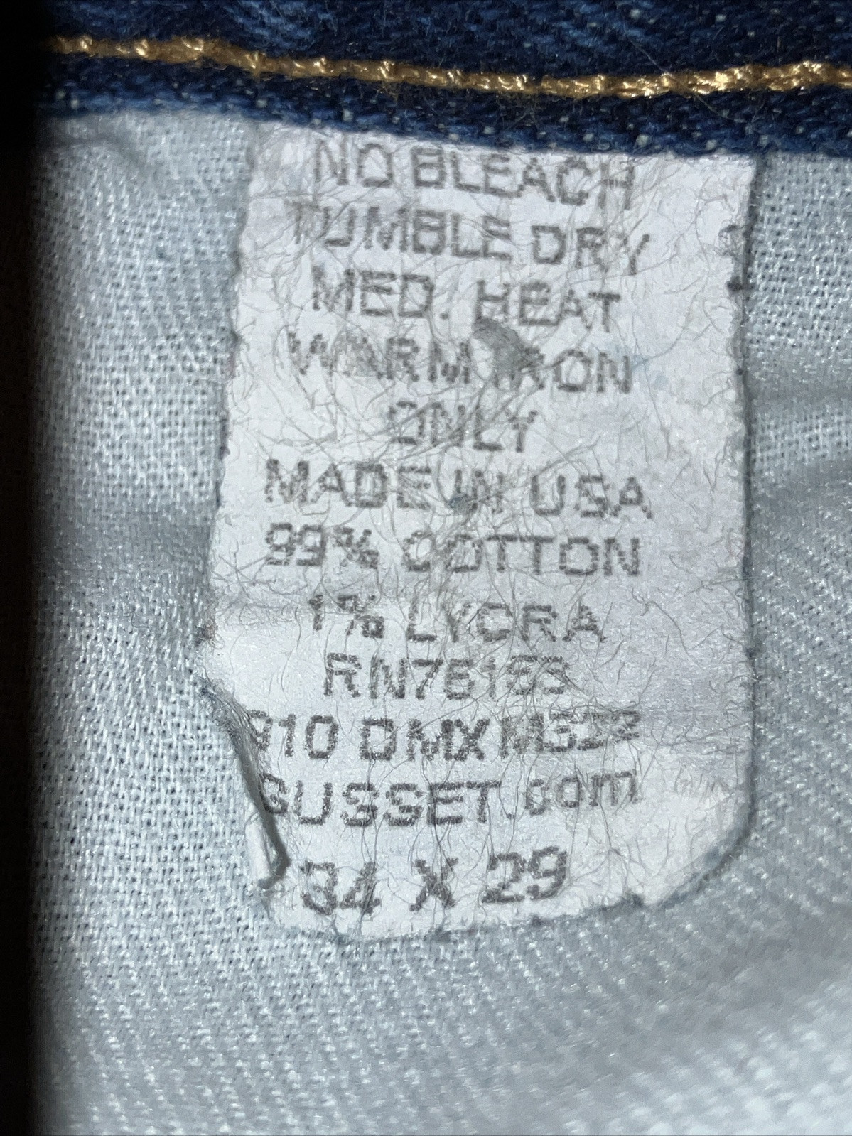DIAMOND GUSSET Jeans Mens 36×27.5in Blue Denim Dungarees 🇺🇸Made in USA
