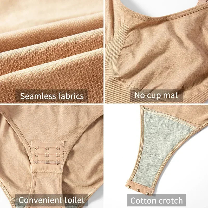 1 Piece Solid Seamless Brief Shaping Shapewear Bodysuit, Tummy Control Butt