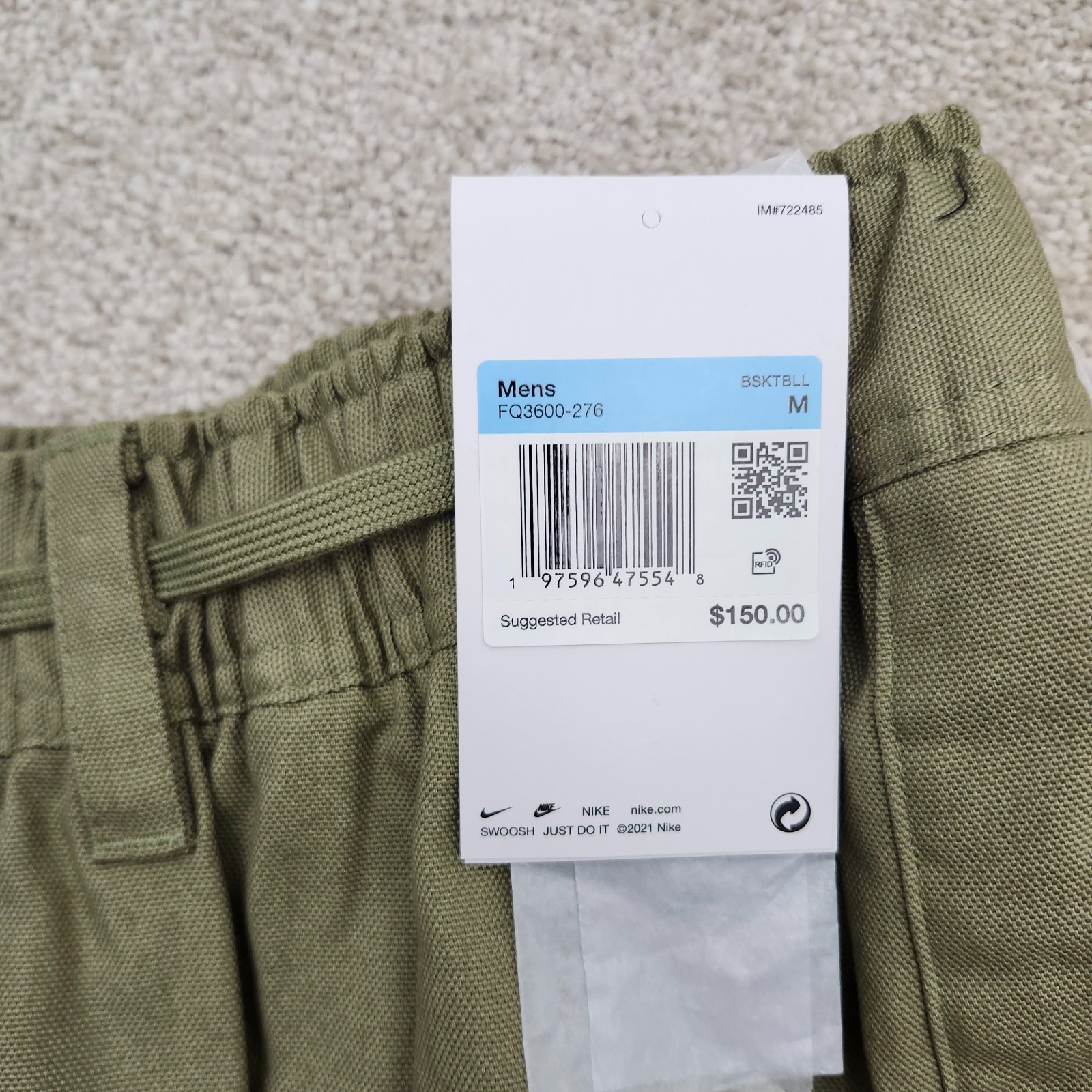Nike Men Medium Team 31 NBA Pants Neutral Olive FQ3600-276