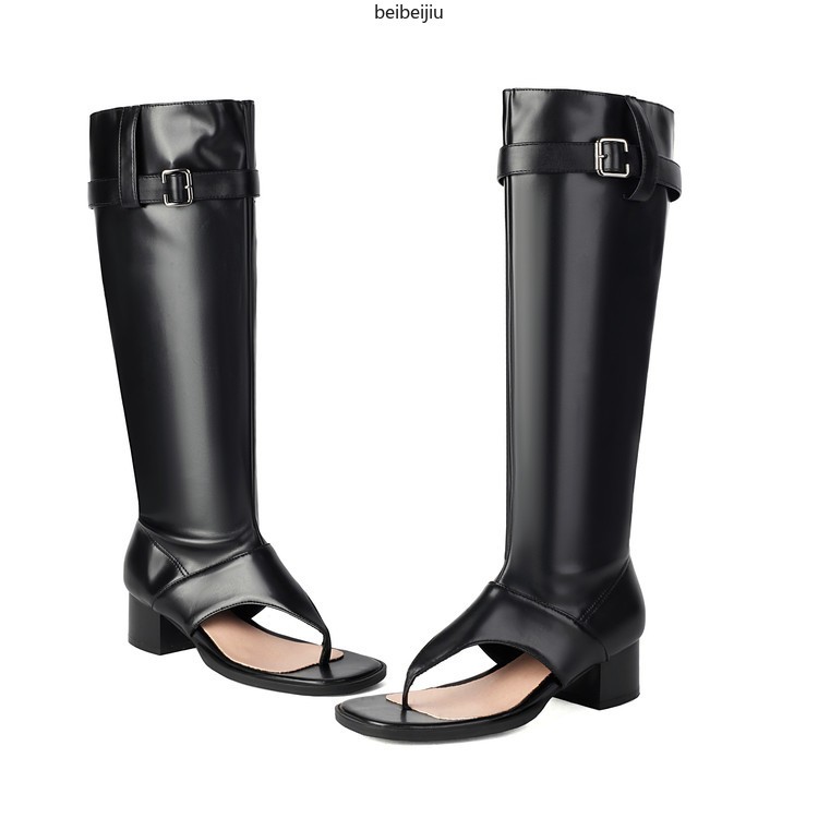 Women‘s Roman Gladiator Denim Boots Sandals Flip Flop Shoes Thongs Belt Casual