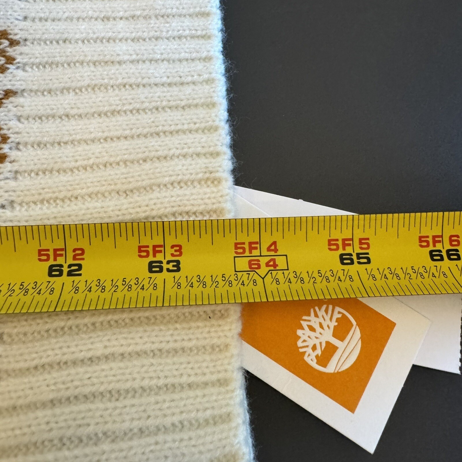 Timberland Scarf Unisex OS Wheat Brown Plaid Knit Logo NEW