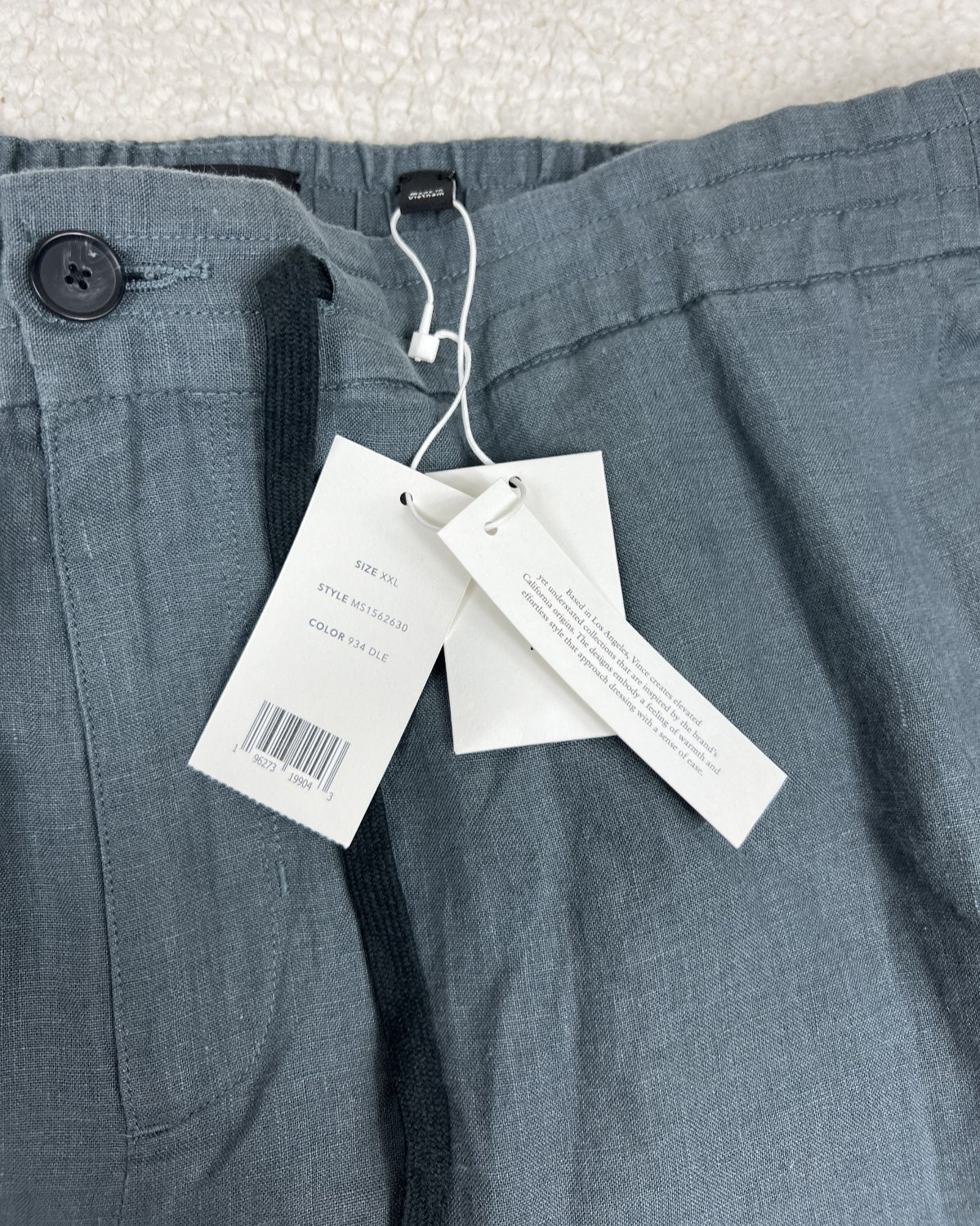 Vince Drawstring Stretch Pants Mens 2XL Gray Classic Fit Owen Casual