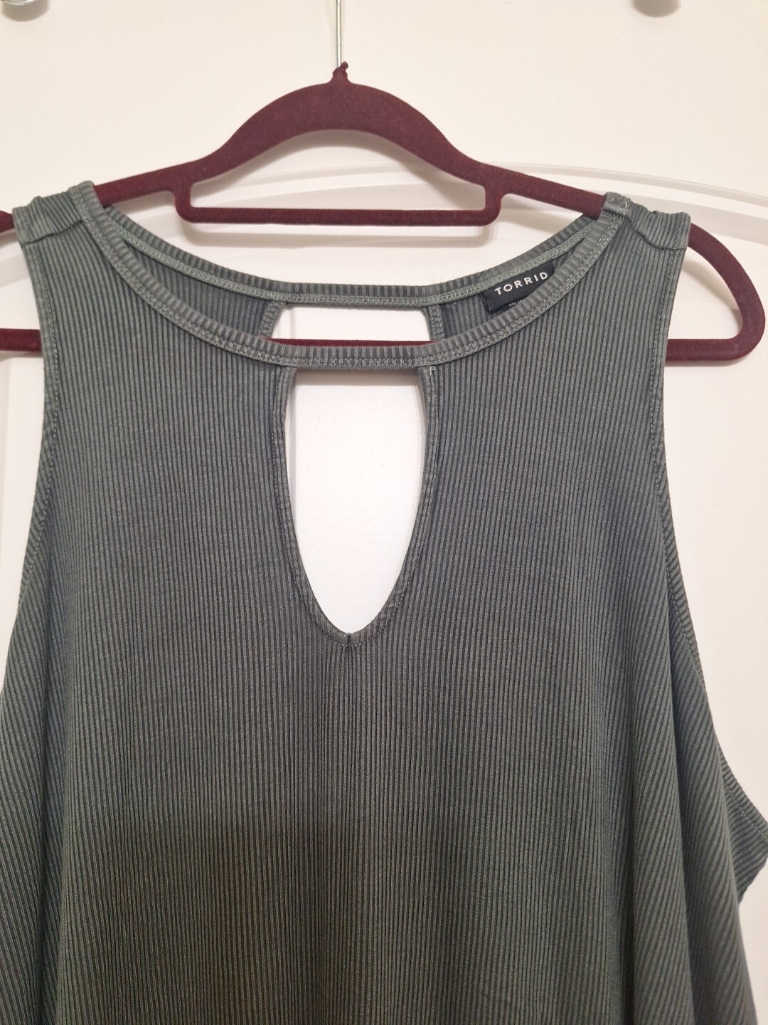 Torrid Super Soft Ribbed Cutout Tank Top Olive Size XL NWT