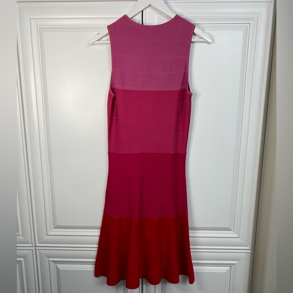 VENUS Pink Red Ombre Bandage Dress Vibrant Barbiecore Fit & Flare L