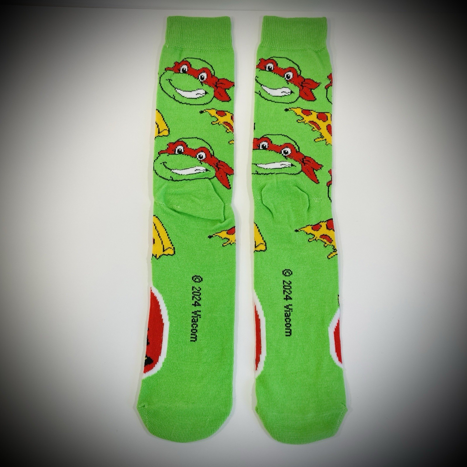 RAPHAEL PIZZA TMNT SOCKS teenage mutant ninja turtles BIG LOGO Mens ADULT CREW