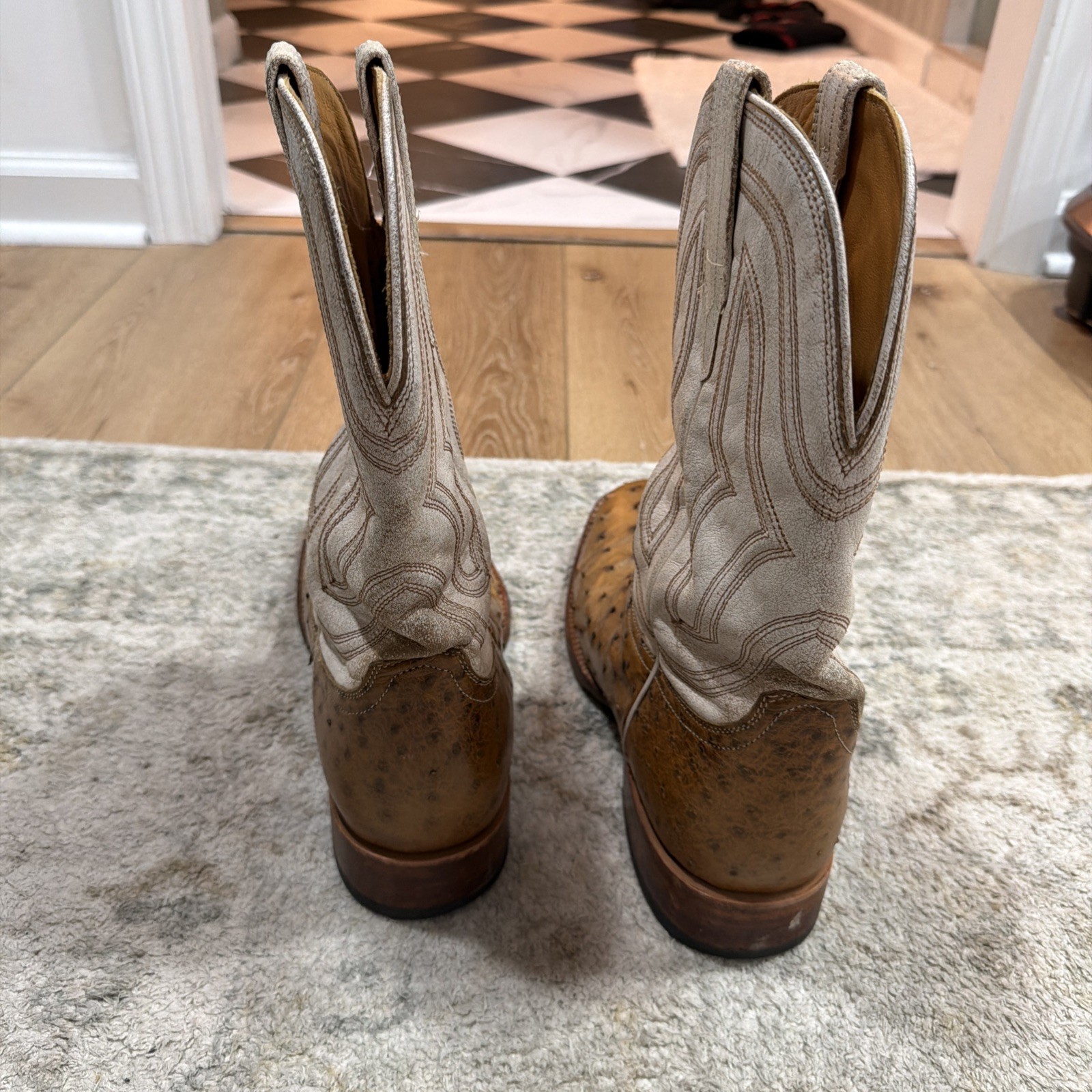 Tecovas The Emmit Men’s US Size 13D Sunset Midnight Ostrich Pull on Cowboy Boots