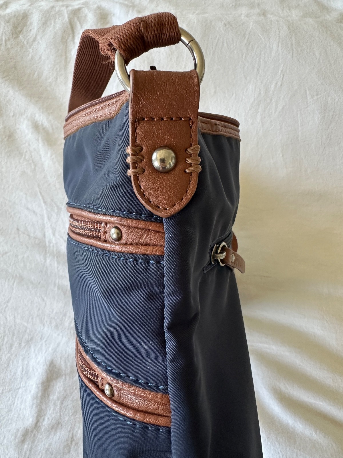 The Sak Esperato Nylon Crossbody Purse Bag Navy Blue Travel Organizer