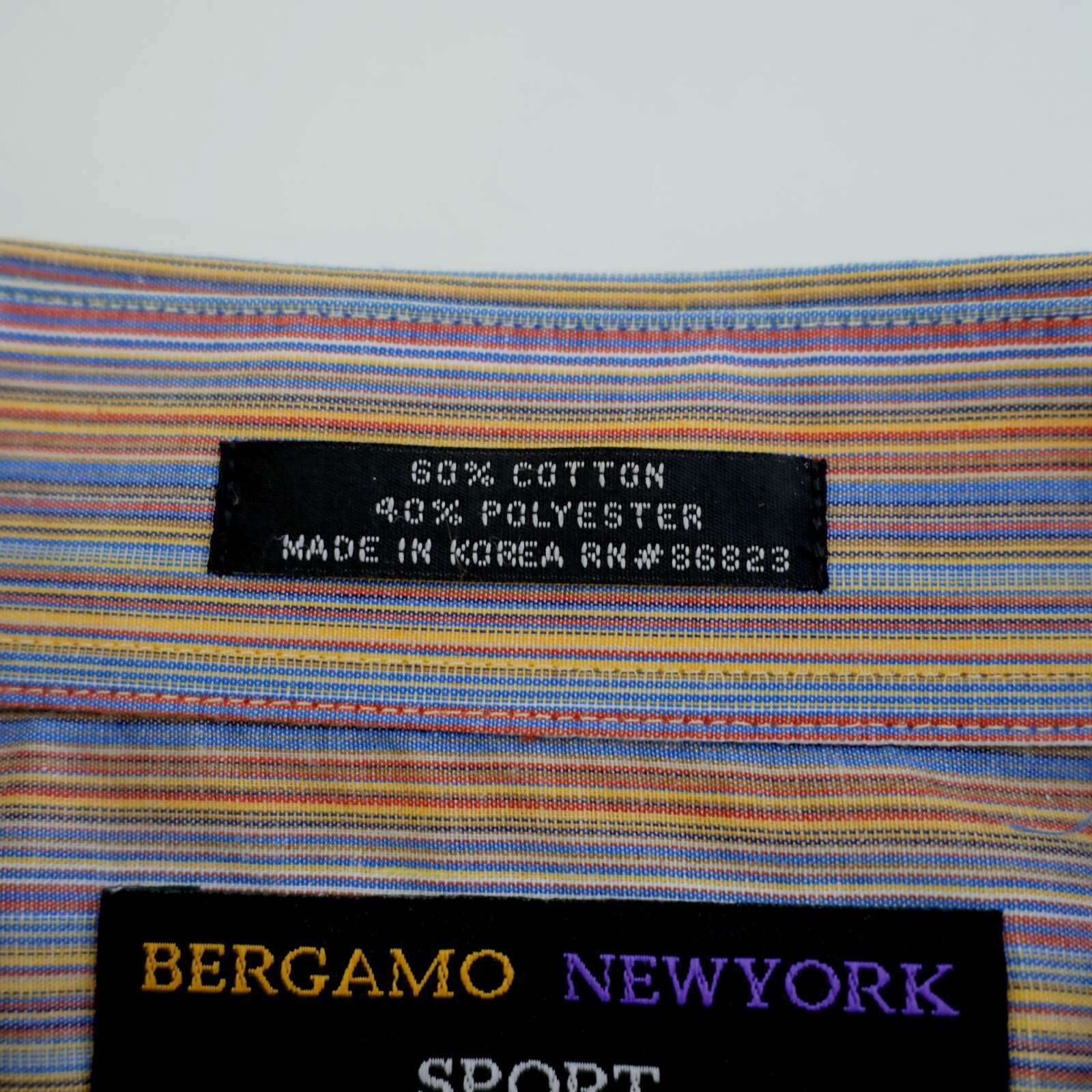 Bergamo New York Sport XL Multi-Colored Cotton Polyester Collared Dress Shirt